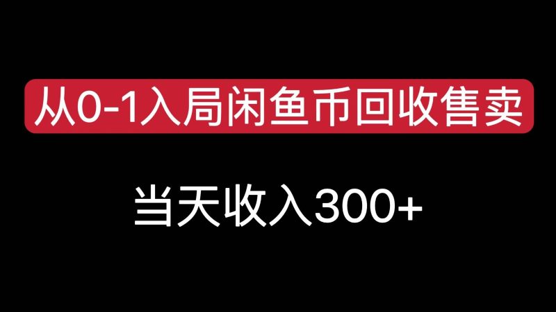 从0-1入局闲鱼币回收售卖，当天变现300网赚项目-副业赚钱-互联网创业-独家轻创IP星泽云创