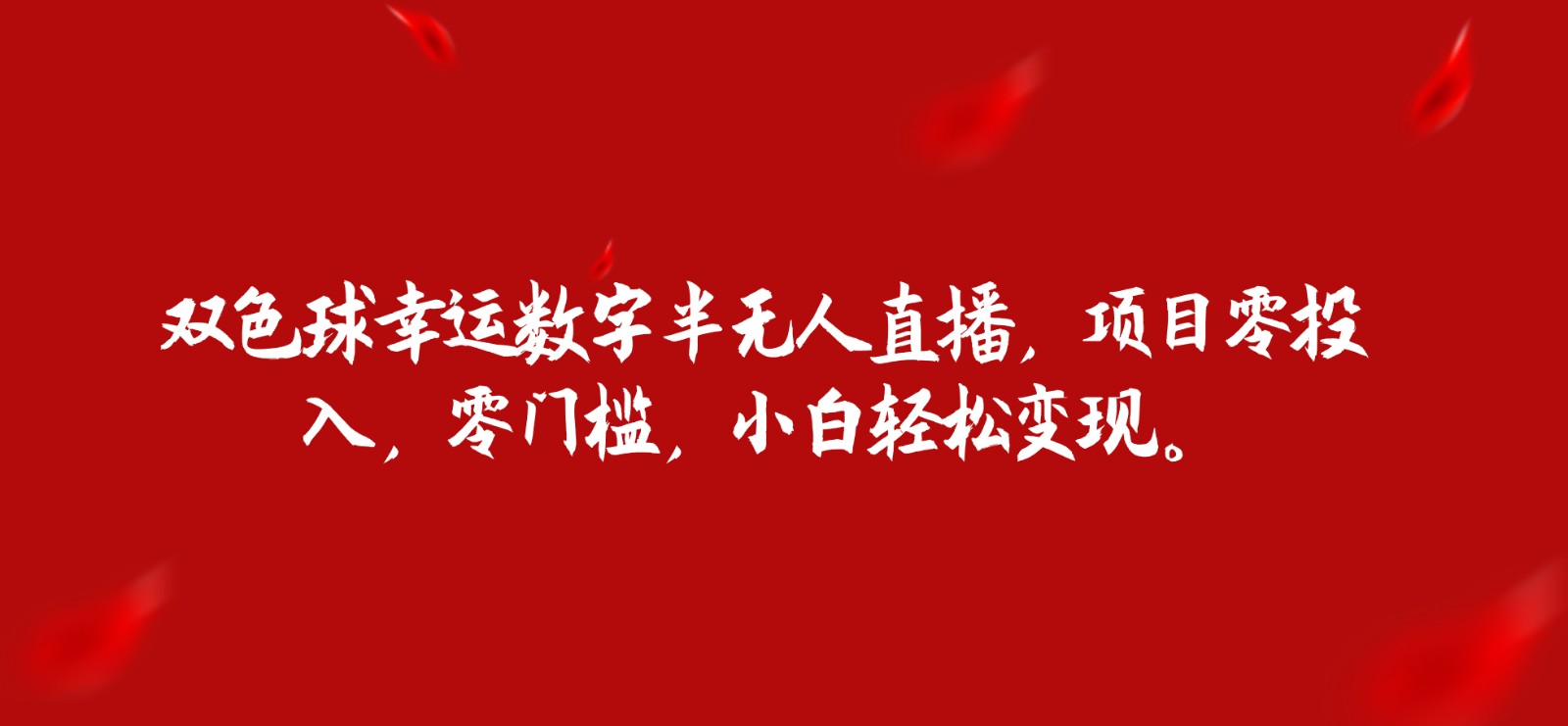 双色球幸运数字半无人直播，项目零投入，零门槛，小白轻松变现。网赚项目-副业赚钱-互联网创业-独家轻创IP星泽云创