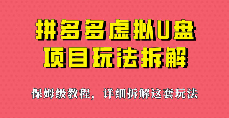 拼多多虚拟U盘项目，保姆级拆解，可多店操作，一天1000左右！网赚项目-副业赚钱-互联网创业-独家轻创IP星泽云创