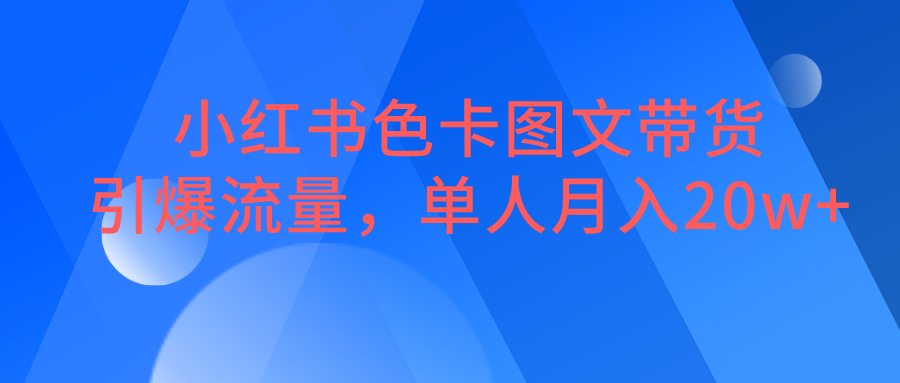 小红书色卡图文带货，引爆流量，单人月入20W+网赚项目-副业赚钱-互联网创业-独家轻创IP星泽云创