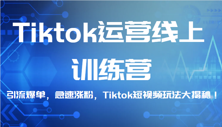 Tiktok运营线上训练营，引流爆单，急速涨粉，Tiktok短视频玩法大揭秘！网赚项目-副业赚钱-互联网创业-独家轻创IP星泽云创