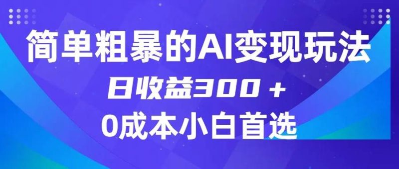 简单粗暴的AI变现玩法，日收益300＋，0门槛0成本，适合小白的副业项目网赚项目-副业赚钱-互联网创业-独家轻创IP星泽云创