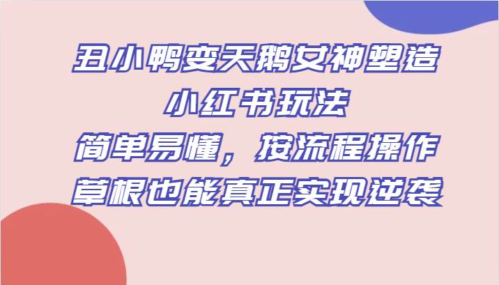 丑小鸭变天鹅女神塑造小红书玩法，简单易懂，按流程操作，草根也能真正实现逆袭网赚项目-副业赚钱-互联网创业-独家轻创IP星泽云创