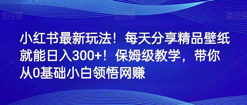小红书最新玩法！每天分享精品壁纸就能日入300+！保姆级教学，带你从0领悟网赚网赚项目-副业赚钱-互联网创业-独家轻创IP星泽云创