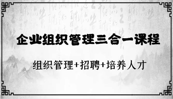 企业组织管理三合一课程：组织管理+招聘+培养人才网赚项目-副业赚钱-互联网创业-独家轻创IP星泽云创