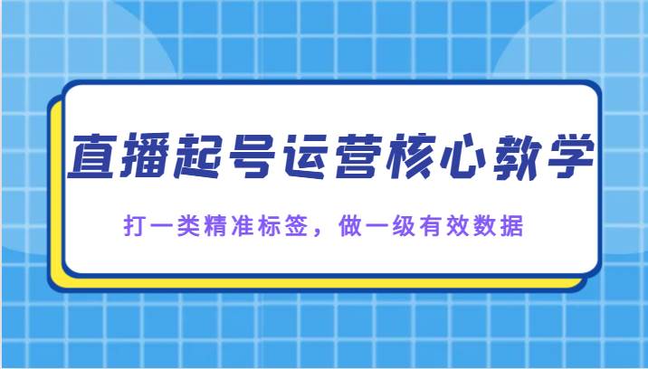 直播起号运营核心教学，打一类精准标签，做一级有效数据网赚项目-副业赚钱-互联网创业-独家轻创IP星泽云创