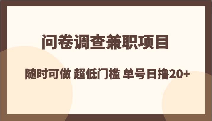 问卷调查兼职项目，随时可做 超低门槛 单号日撸20+网赚项目-副业赚钱-互联网创业-独家轻创IP星泽云创