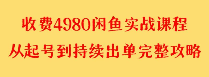 收费4980闲鱼新版实战教程 亲测百货单号月入2000+可矩阵操作网赚项目-副业赚钱-互联网创业-独家轻创IP星泽云创
