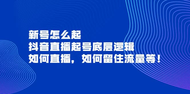 新号怎么起，抖音直播起号底层逻辑，如何直播，如何留住流量等网赚项目-副业赚钱-互联网创业-独家轻创IP星泽云创