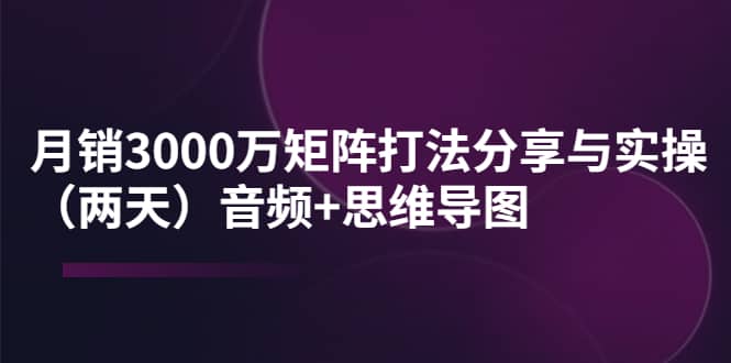 某线下培训：月销3000万矩阵打法分享与实操（两天）音频+思维导图网赚项目-副业赚钱-互联网创业-独家轻创IP星泽云创