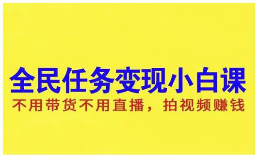 抖音全民任务变现小白课，不用带货不用直播，拍视频就能赚钱网赚项目-副业赚钱-互联网创业-独家轻创IP星泽云创