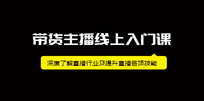 带货主播线上入门课，深度了解直播行业及提升直播各项技能网赚项目-副业赚钱-互联网创业-独家轻创IP星泽云创