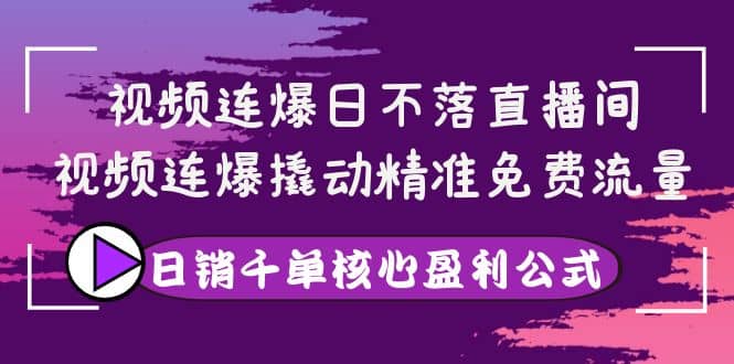 视频连爆日不落直播间，视频连爆撬动精准免费流量，日销千单核心盈利公式网赚项目-副业赚钱-互联网创业-独家轻创IP星泽云创