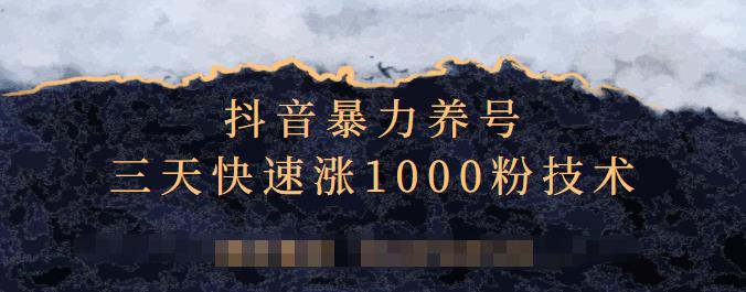 抖音暴力养号，三天快速涨1000粉技术【视频课程】网赚项目-副业赚钱-互联网创业-独家轻创IP星泽云创