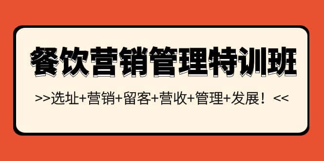 餐饮营销管理特训班：选址+营销+留客+营收+管理+发展网赚项目-副业赚钱-互联网创业-独家轻创IP星泽云创