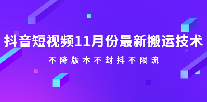 抖音短视频11月份最新搬运技术，不降版本不封抖不限流！【视频课程】网赚项目-副业赚钱-互联网创业-独家轻创IP星泽云创