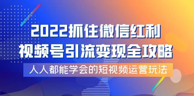 2022抓住微信红利，视频号引流变现全攻略，人人都能学会的短视频运营玩法网赚项目-副业赚钱-互联网创业-独家轻创IP星泽云创