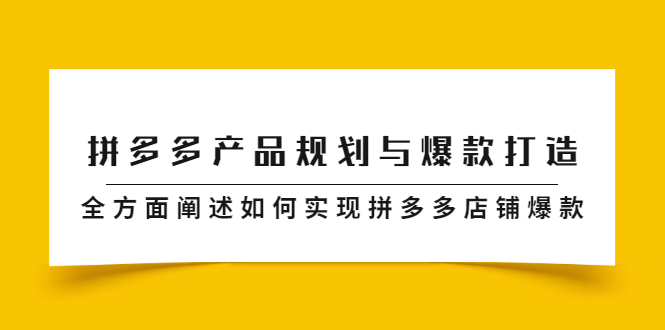 拼多多产品规划与爆款打造，全方面阐述如何实现拼多多店铺爆款网赚项目-副业赚钱-互联网创业-独家轻创IP星泽云创