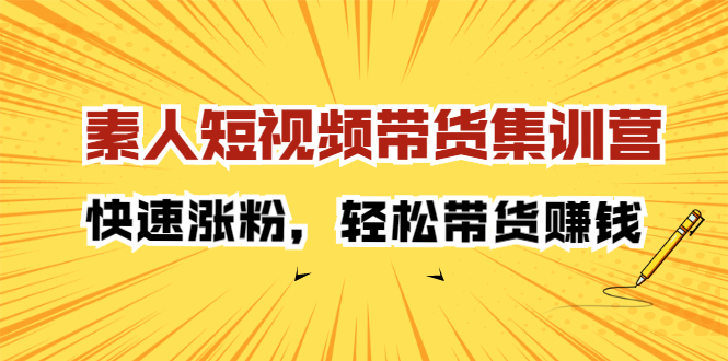 素人短视频带货集训营：快速涨粉，轻松带货赚钱网赚项目-副业赚钱-互联网创业-独家轻创IP星泽云创