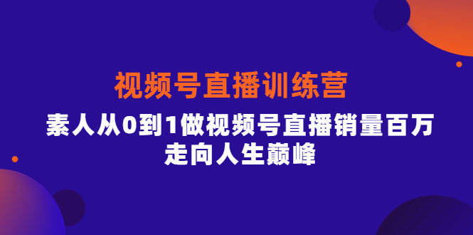 视频号直播训练营，素人从0到1做视频号直播销量百万，走向人生巅峰网赚项目-副业赚钱-互联网创业-独家轻创IP星泽云创