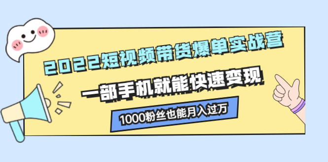 2022短视频带货爆单实战营，一部手机就能快速变现网赚项目-副业赚钱-互联网创业-独家轻创IP星泽云创