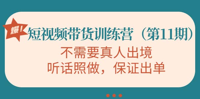 短视频带货训练营（第11期），不需要真人出境，听话照做，保证出单网赚项目-副业赚钱-互联网创业-独家轻创IP星泽云创