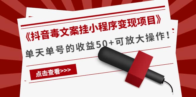 《抖音毒文案挂小程序变现项目》网赚项目-副业赚钱-互联网创业-独家轻创IP星泽云创