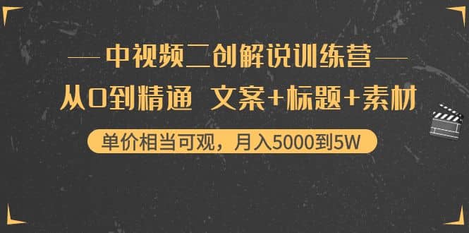 中视频二创解说训练营：从0到精通 文案+标题+素材网赚项目-副业赚钱-互联网创业-独家轻创IP星泽云创