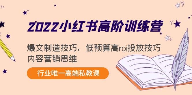 2022小红书高阶训练营：爆文制造技巧，低预算高roi投放技巧，内容营销思维网赚项目-副业赚钱-互联网创业-独家轻创IP星泽云创