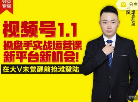 逐鹿视频号1.1操盘手实战运营课新平台新机会，打造私域流量阵地!网赚项目-副业赚钱-互联网创业-独家轻创IP星泽云创