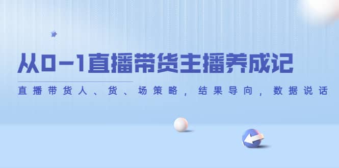 从0-1直播带货主播养成记，直播带货人、货、场策略，结果导向，数据说话网赚项目-副业赚钱-互联网创业-独家轻创IP星泽云创