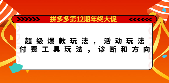 拼多多第12期年终大促：超级爆款玩法，活动玩法，付费工具玩法，诊断和方向网赚项目-副业赚钱-互联网创业-独家轻创IP星泽云创