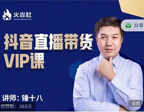 锤十八-抖音直播带货VIP课，专注直播带货有效盈利模式网赚项目-副业赚钱-互联网创业-独家轻创IP星泽云创
