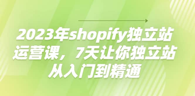 2023年shopify独立站运营课，7天让你独立站从入门到精通网赚项目-副业赚钱-互联网创业-独家轻创IP星泽云创