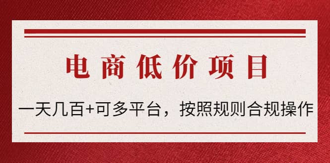 电商低价赔FU项目：按照规则合规操作网赚项目-副业赚钱-互联网创业-独家轻创IP星泽云创