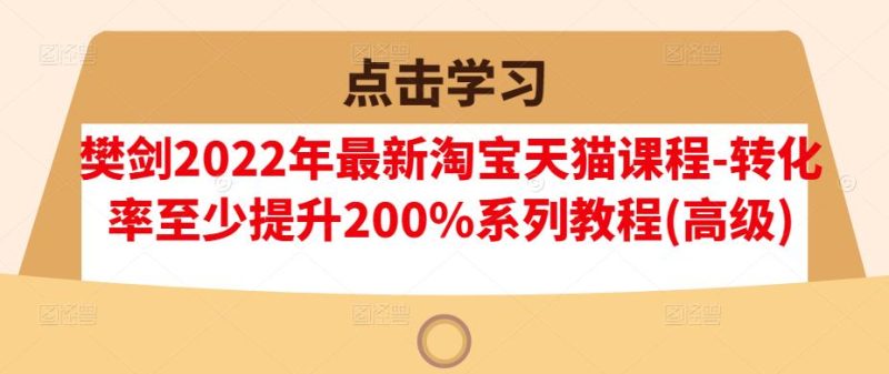 樊剑2022年最新淘宝天猫课程-转化率至少提升200%系列教程(高级)网赚项目-副业赚钱-互联网创业-独家轻创IP星泽云创