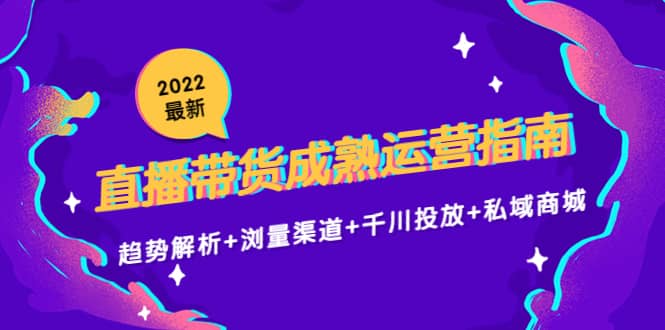 2022最新直播带货成熟运营指南：趋势解析+浏量渠道+千川投放+私域商城网赚项目-副业赚钱-互联网创业-独家轻创IP星泽云创