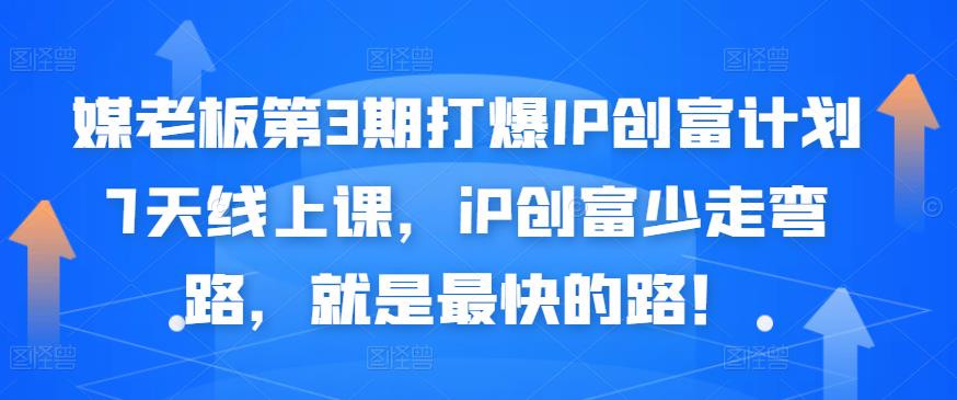 媒老板第3期打爆IP创富计划7天线上课，iP创富少走弯路，就是最快的路！网赚项目-副业赚钱-互联网创业-独家轻创IP星泽云创