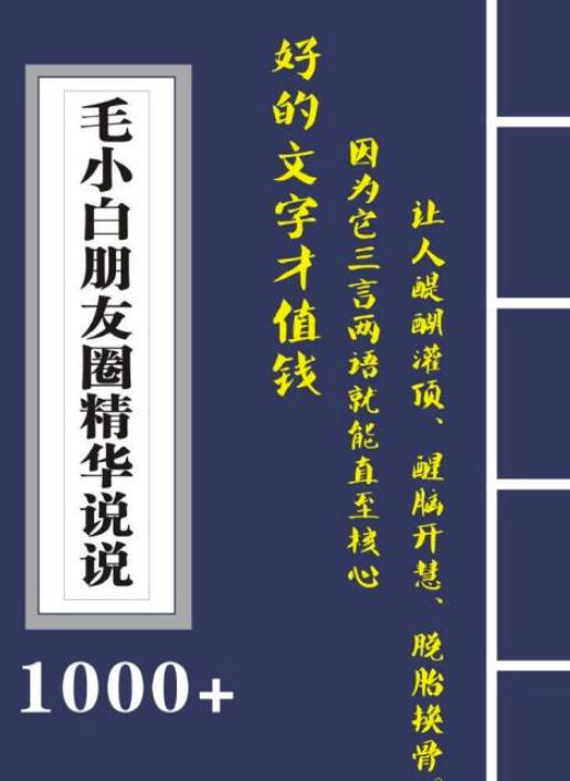毛小白内容合集《朋友圈说说精华1000+》好的文字才值钱（第1部+2部）网赚项目-副业赚钱-互联网创业-独家轻创IP星泽云创