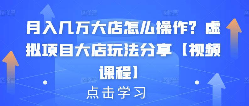 月入几万大店怎么操作？虚拟项目大店玩法分享【视频课程】网赚项目-副业赚钱-互联网创业-独家轻创IP星泽云创