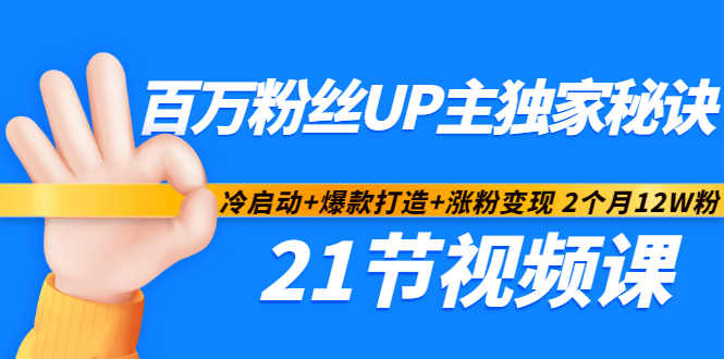 百万粉丝UP主独家秘诀：冷启动+爆款打造+涨粉变现2个月12W粉（21节视频课)网赚项目-副业赚钱-互联网创业-独家轻创IP星泽云创