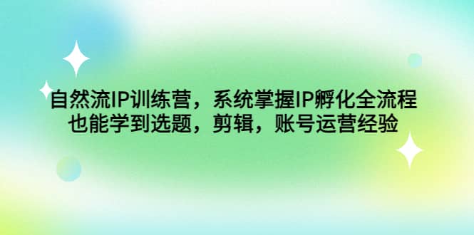 自然流IP训练营，系统掌握IP孵化全流程，也能学到选题，剪辑，账号运营经验网赚项目-副业赚钱-互联网创业-独家轻创IP星泽云创