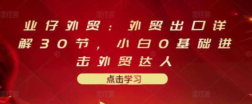 业仔外贸：外贸出口详解30节，小白0基础进击外贸达人 价值666元网赚项目-副业赚钱-互联网创业-独家轻创IP星泽云创
