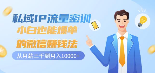 私域IP流量密训：小白也能爆单的微信赚钱法，从月薪三千到月入10000+网赚项目-副业赚钱-互联网创业-独家轻创IP星泽云创