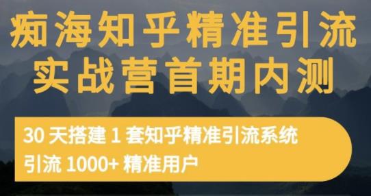 痴海知乎精准引流实战营1-2期，30天搭建1套知乎精准引流系统，引流1000+精准用户网赚项目-副业赚钱-互联网创业-独家轻创IP星泽云创