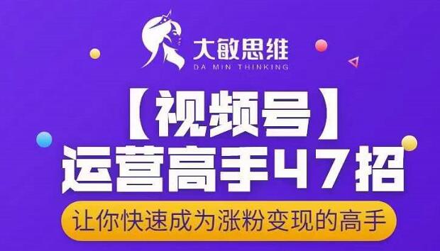 大敏思维-视频号运营高手47招，让你快速成为涨粉变现高手网赚项目-副业赚钱-互联网创业-独家轻创IP星泽云创