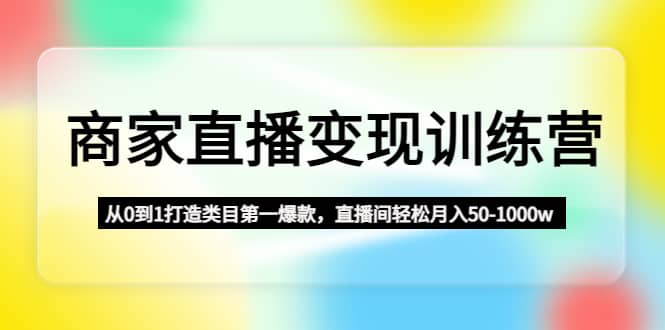 商家直播变现训练营：从0到1打造类目第一爆款网赚项目-副业赚钱-互联网创业-独家轻创IP星泽云创