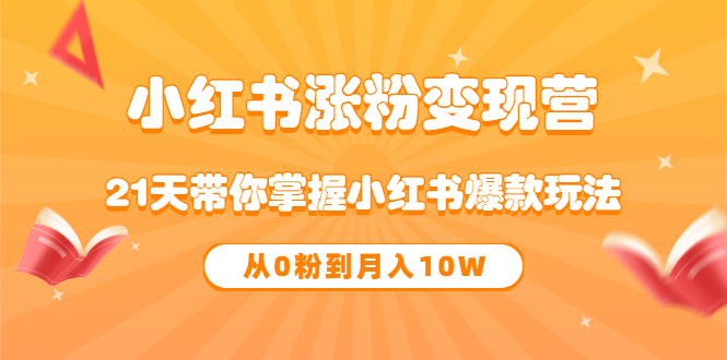 《小红书涨粉变现营》21天带你掌握小红书爆款玩法 从0粉到月入10W网赚项目-副业赚钱-互联网创业-独家轻创IP星泽云创