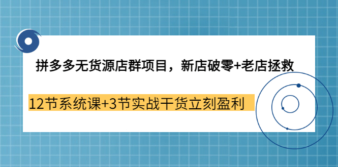 拼多多无货源店群项目，新店破零+老店拯救 12节系统课+3节实战干货立刻盈利网赚项目-副业赚钱-互联网创业-独家轻创IP星泽云创