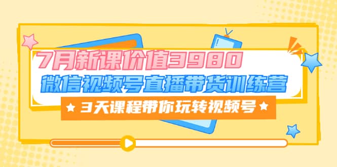 微信视频号直播带货训练营，3天课程带你玩转视频号：7月新课价值3980网赚项目-副业赚钱-互联网创业-独家轻创IP星泽云创